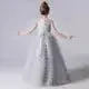 Flower Girl Dresses Gray Tulle Appliques Tiered Long Skirt Sleeveless For Wedding Birthday Party Banquet Princess Gowns