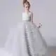 Flower Girl Dresses Gray Tulle Appliques Tiered Long Skirt Sleeveless For Wedding Birthday Party Banquet Princess Gowns