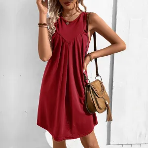 Flowing Sleeveless Sundress with Pleated Front Design