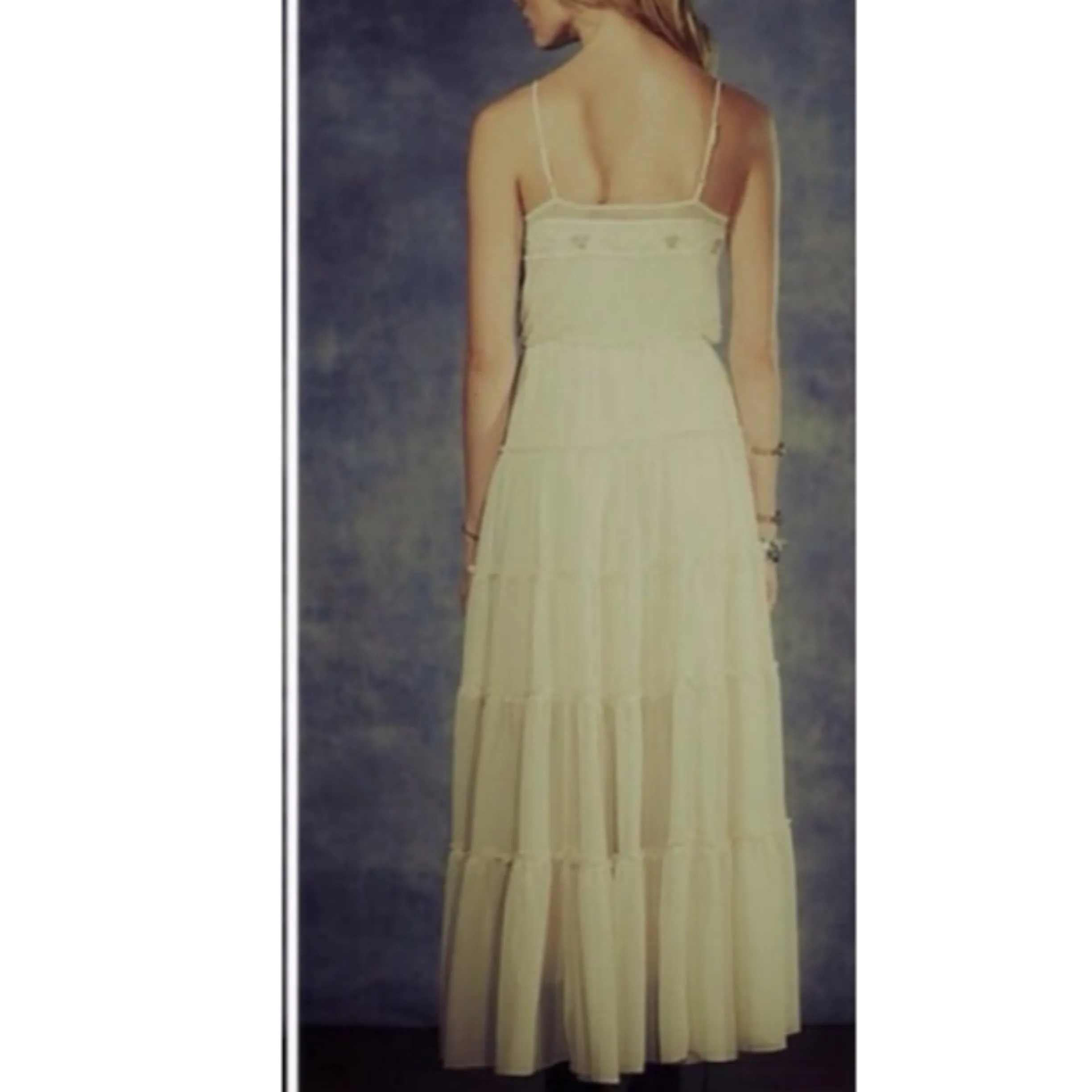 FREE PEOPLE Cream White Tiered Maxi Dress Size XS