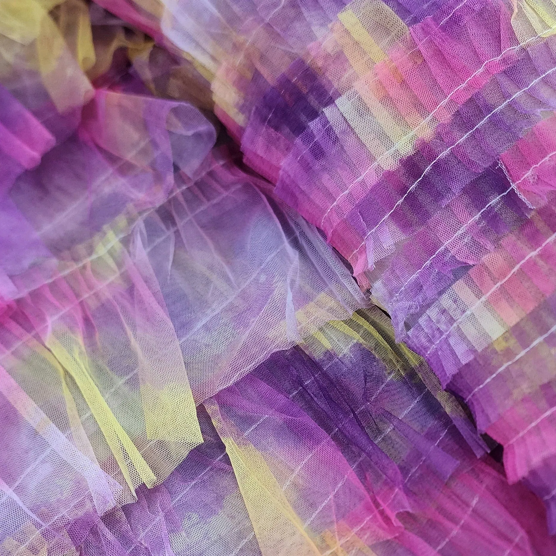 Fringed Tulle Tie Dye Fabric Pink 150 cm