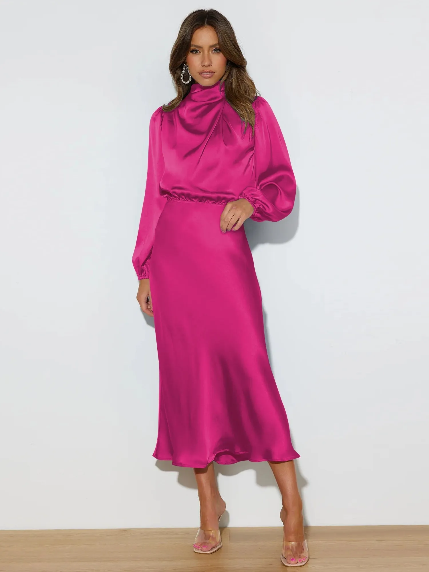 From The Source High Neck Bridal Maxi Dress - Fuchsia