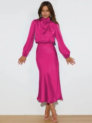 From The Source High Neck Bridal Maxi Dress - Fuchsia