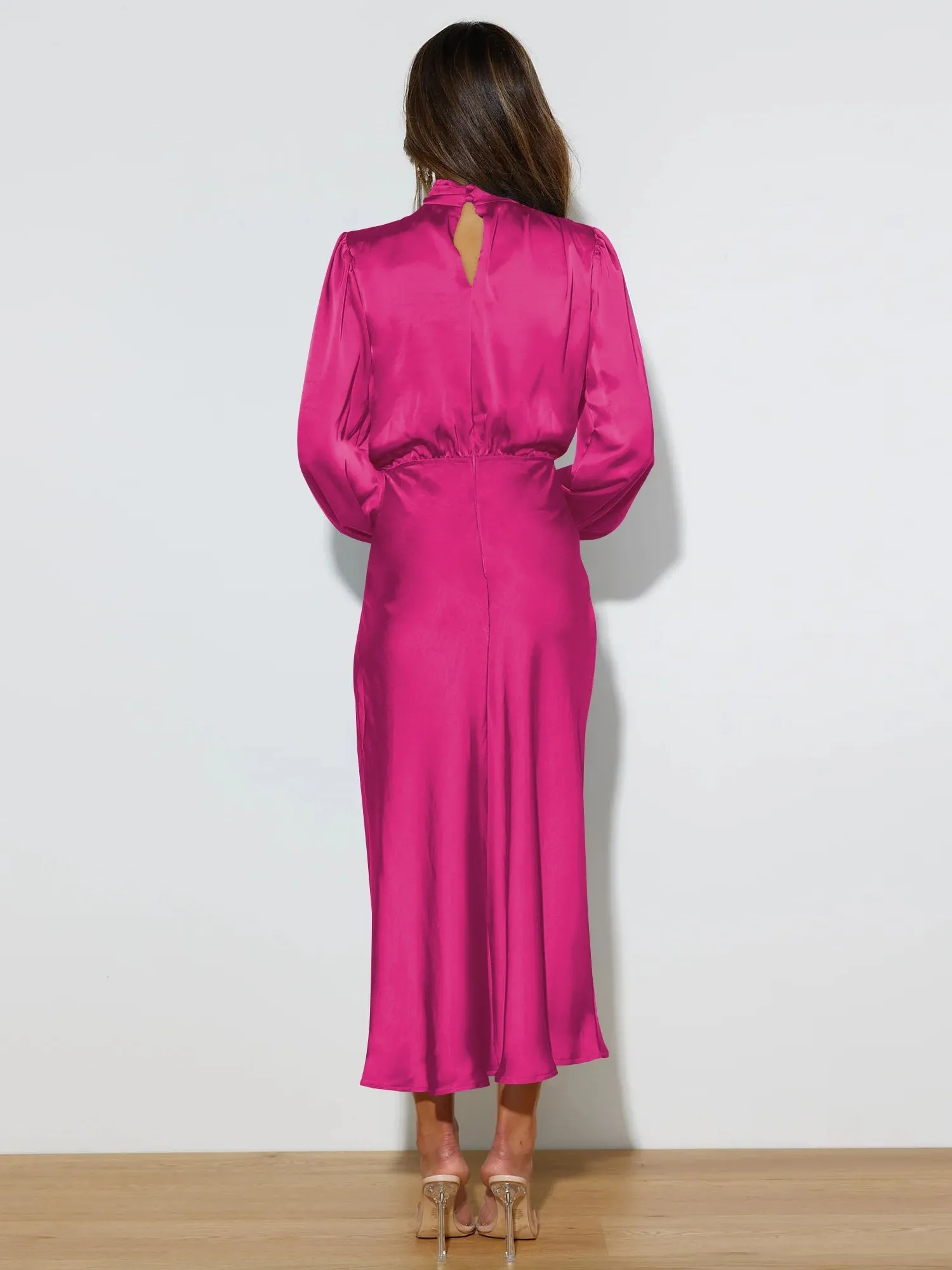 From The Source High Neck Bridal Maxi Dress - Fuchsia