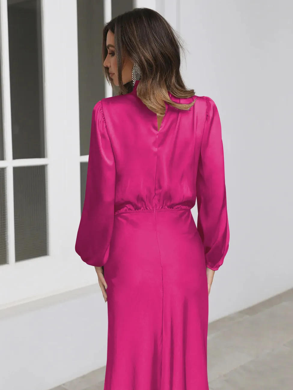 From The Source High Neck Bridal Maxi Dress - Fuchsia