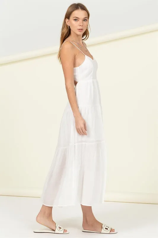 FULL HEART SMOCKED CUTOUT MIDI DRESS, Hyfve