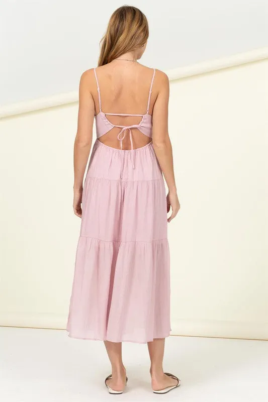 FULL HEART SMOCKED CUTOUT MIDI DRESS, Hyfve