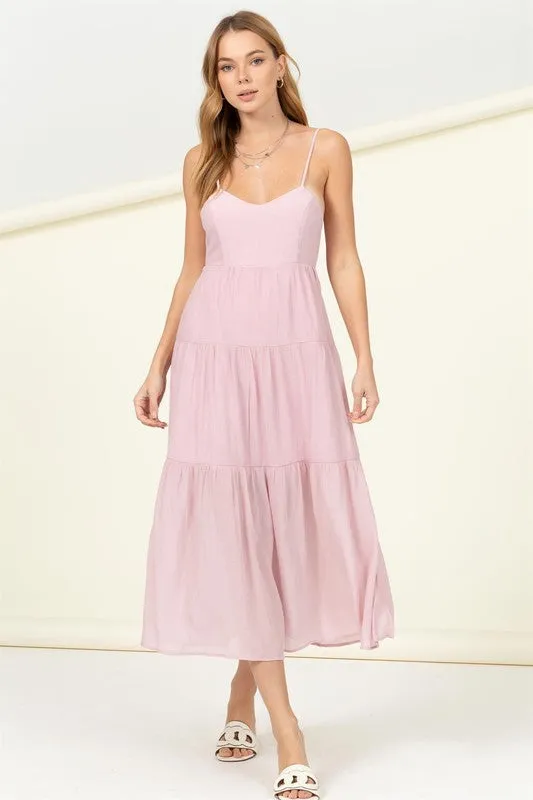 FULL HEART SMOCKED CUTOUT MIDI DRESS, Hyfve
