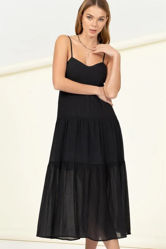 FULL HEART SMOCKED CUTOUT MIDI DRESS, Hyfve