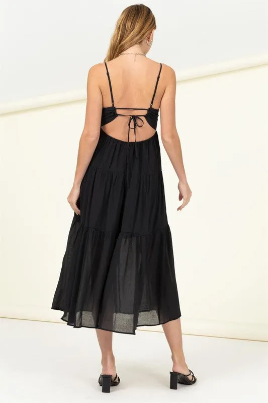 FULL HEART SMOCKED CUTOUT MIDI DRESS, Hyfve
