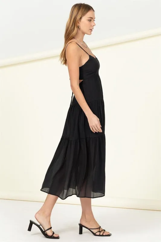FULL HEART SMOCKED CUTOUT MIDI DRESS, Hyfve
