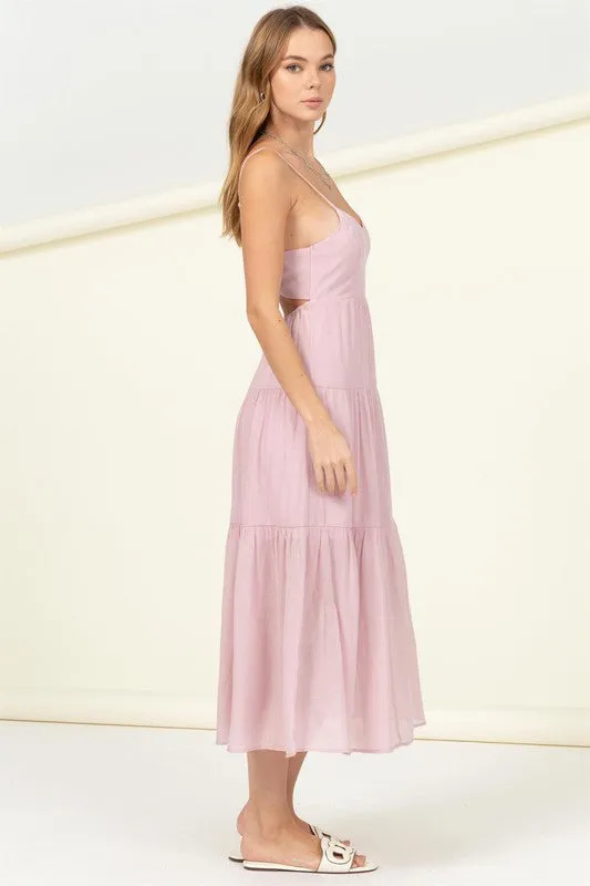 FULL HEART SMOCKED CUTOUT MIDI DRESS, Hyfve
