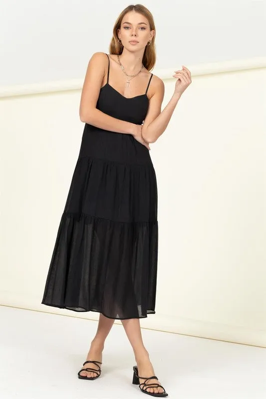 FULL HEART SMOCKED CUTOUT MIDI DRESS, Hyfve