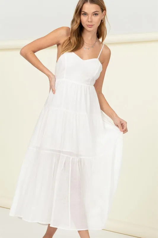 FULL HEART SMOCKED CUTOUT MIDI DRESS, Hyfve