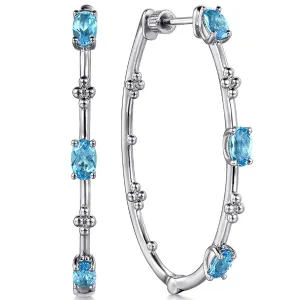 Gabriel & Co. Bujukan Sterling Silver Swiss Blue Topaz Classic 40mm Hoop Earrings