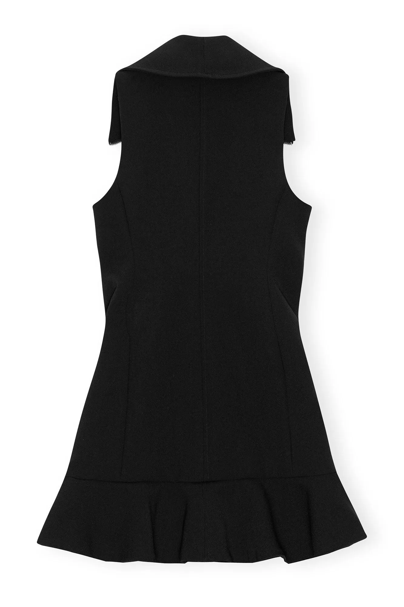 Ganni Bonded Crepe Mini Dress in Black