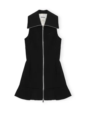 Ganni Bonded Crepe Mini Dress in Black