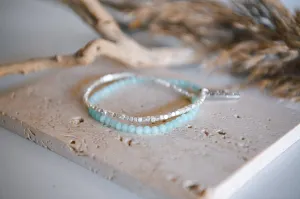 Gemstone Double Wrap Silver