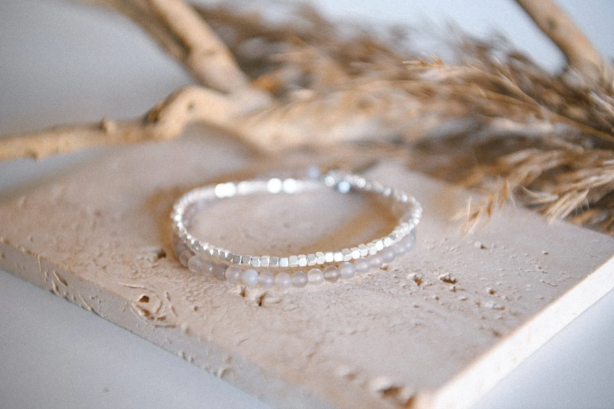 Gemstone Double Wrap Silver