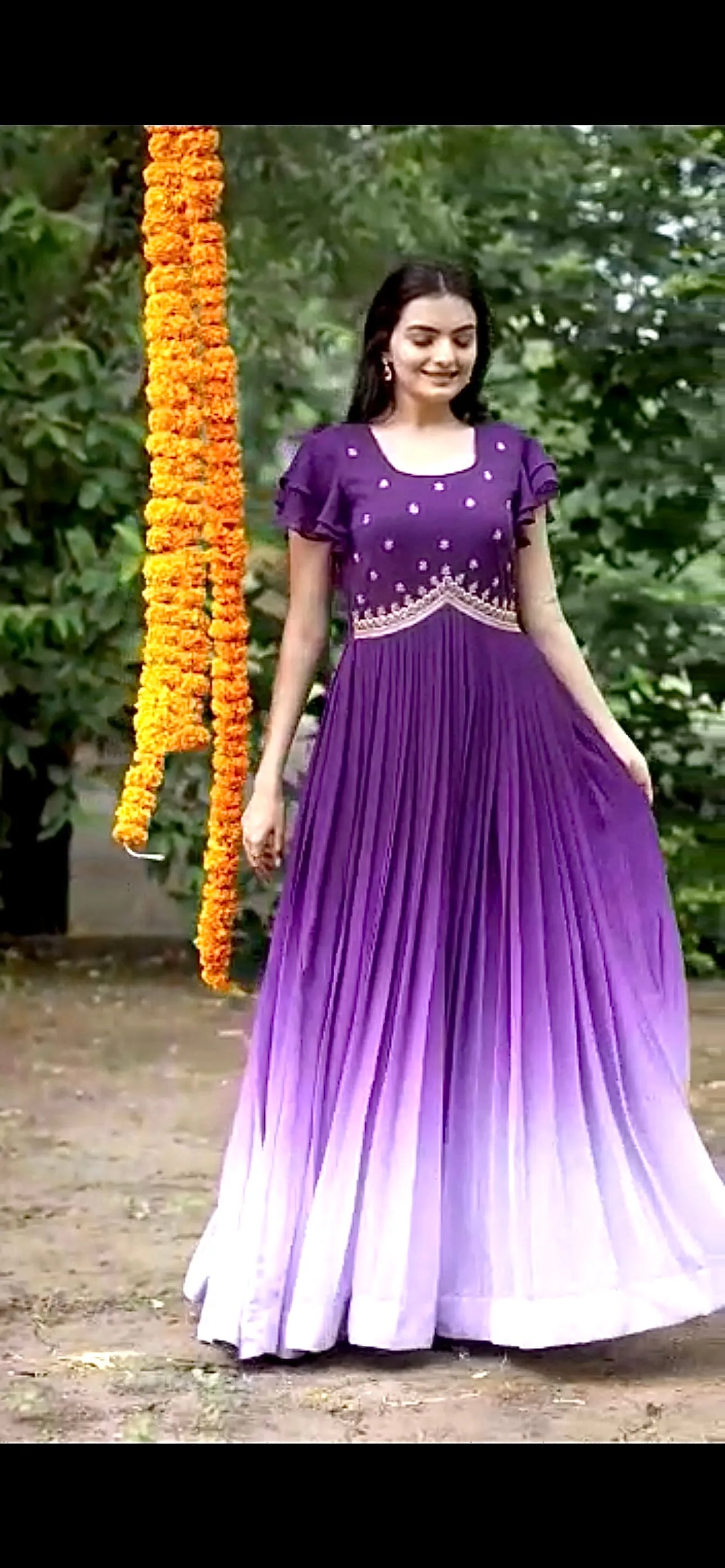 Georgette Ombre Long Gown