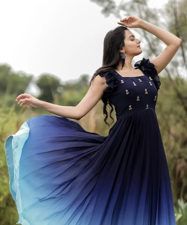 Georgette Ombre Long Gown