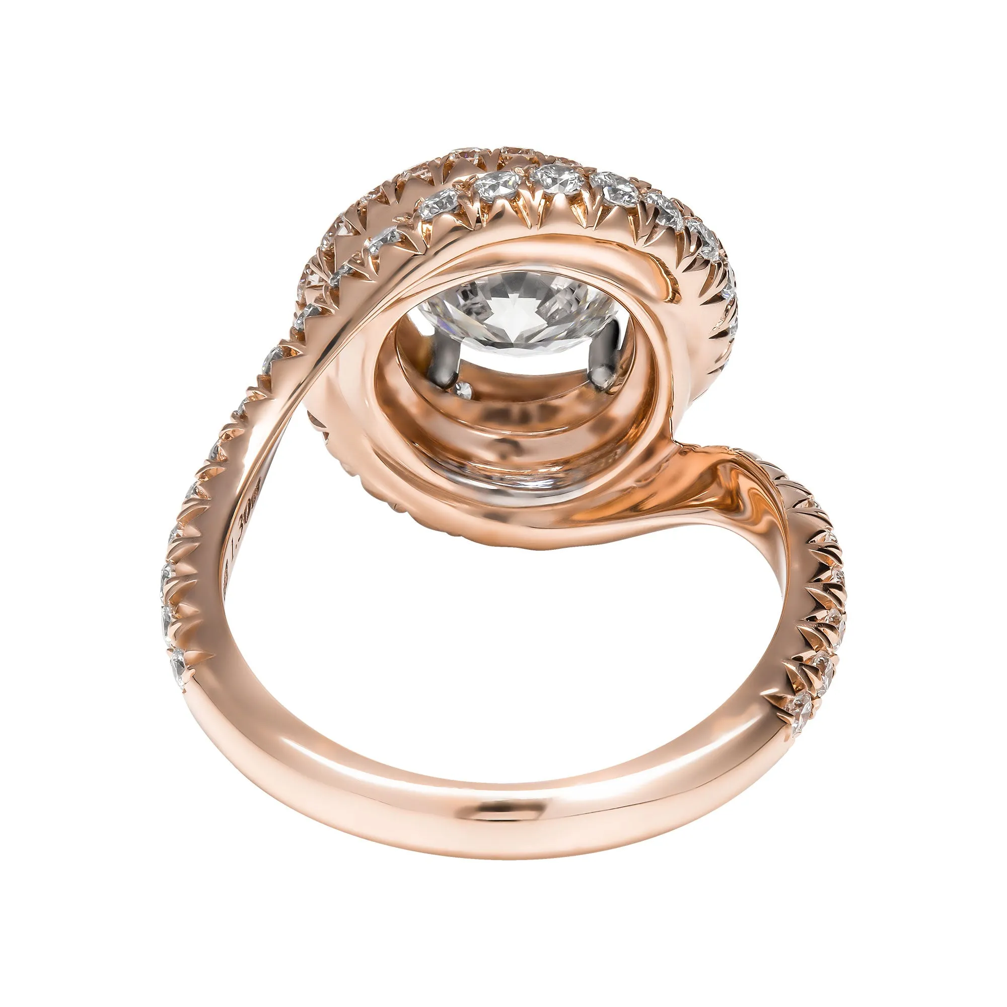 GIA Certified Diamond Swirl Cocktail Ring with 1.30 Carat Round Diamond