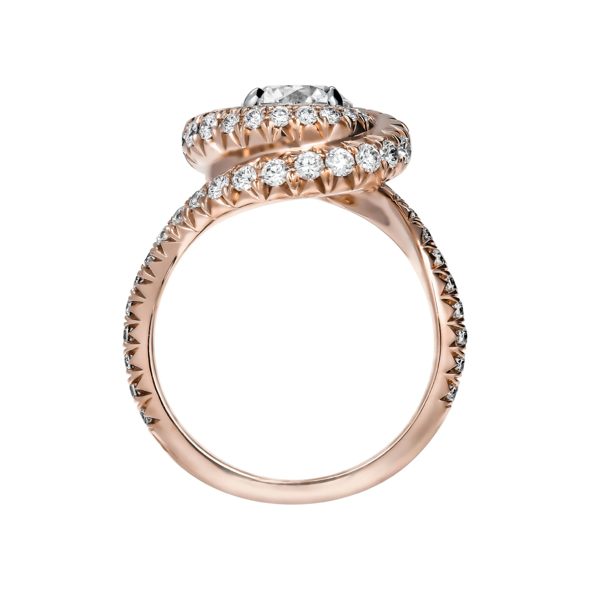 GIA Certified Diamond Swirl Cocktail Ring with 1.30 Carat Round Diamond