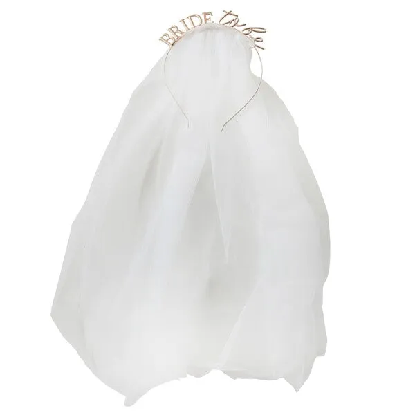 Ginger Ray Rose Gold Metal Bride To Be Headband with Veil