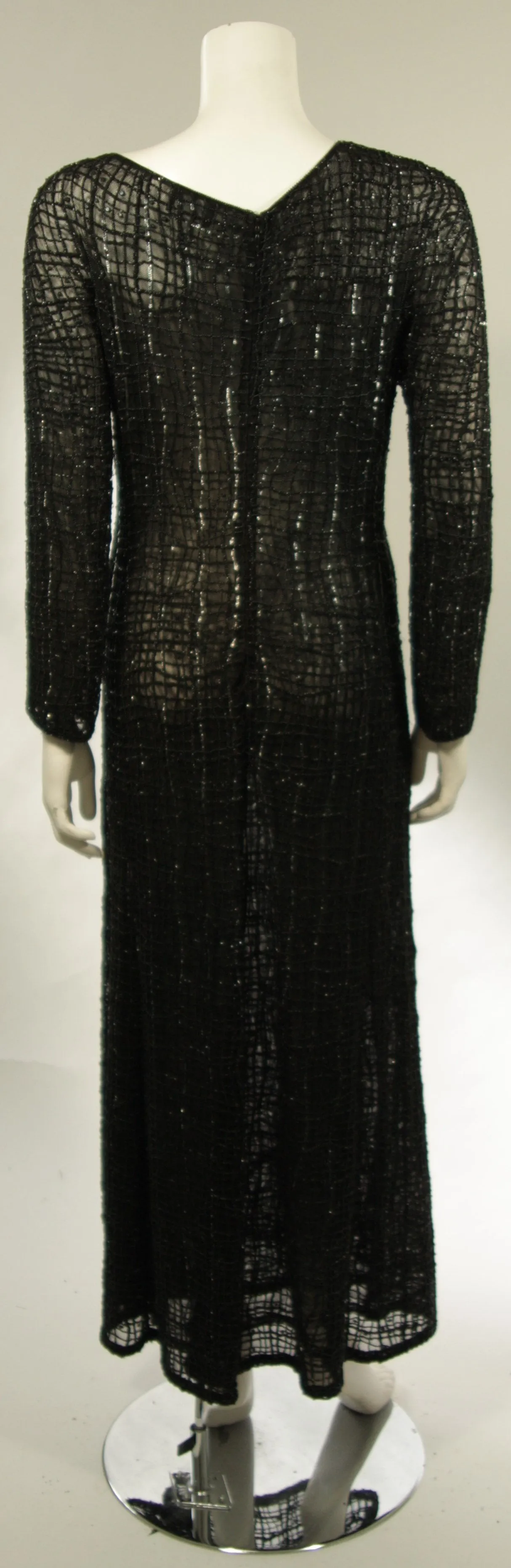 GIORGIO ARMANI Geometric Pattern Black Beaded Gown Size 44