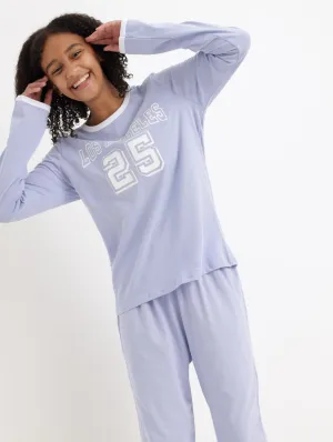 Girls Long Sleeve Los Angeles PJ Set - Blue