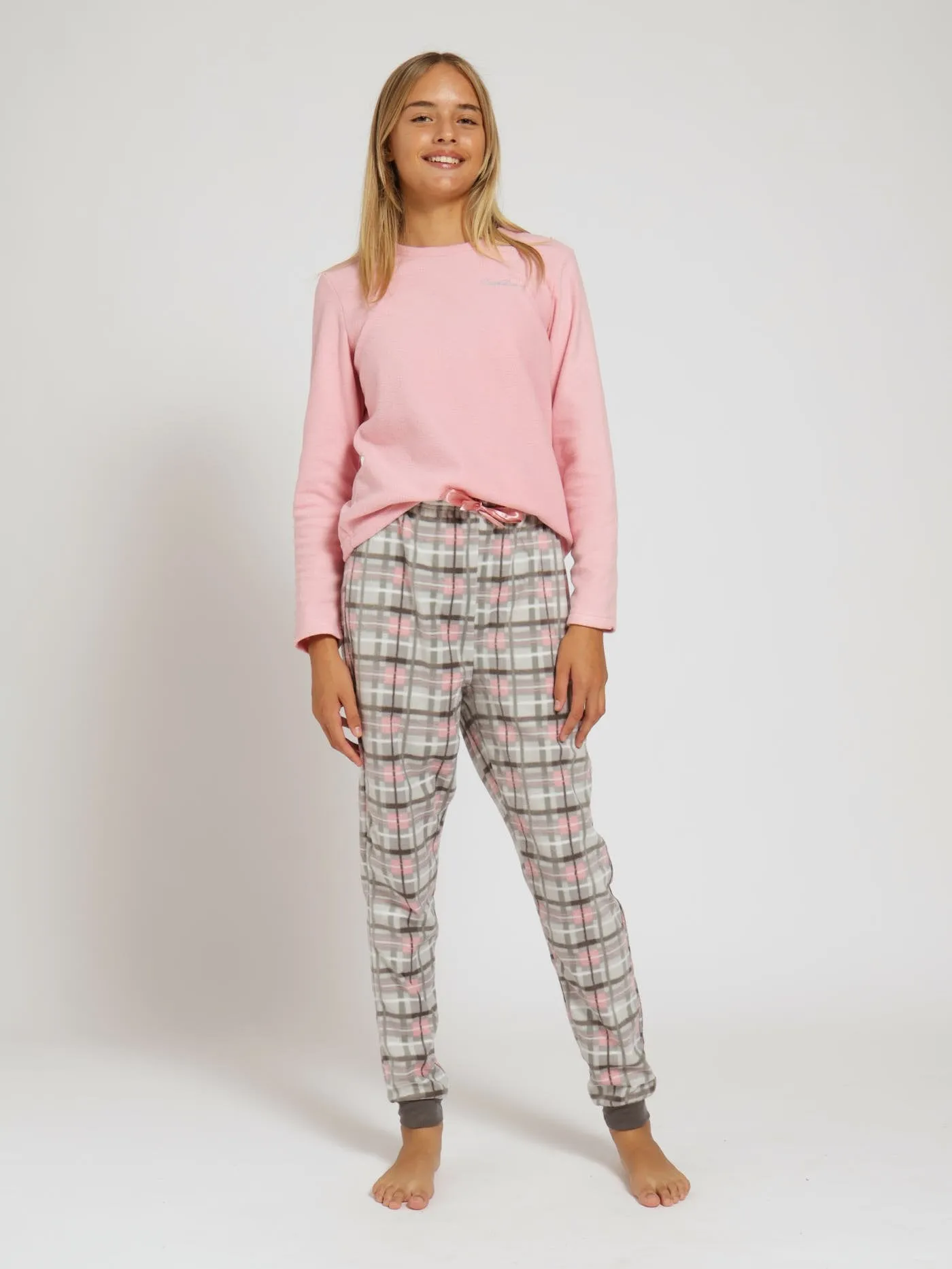 Girls Long Sleeve Microfibre Sleepset - Pink