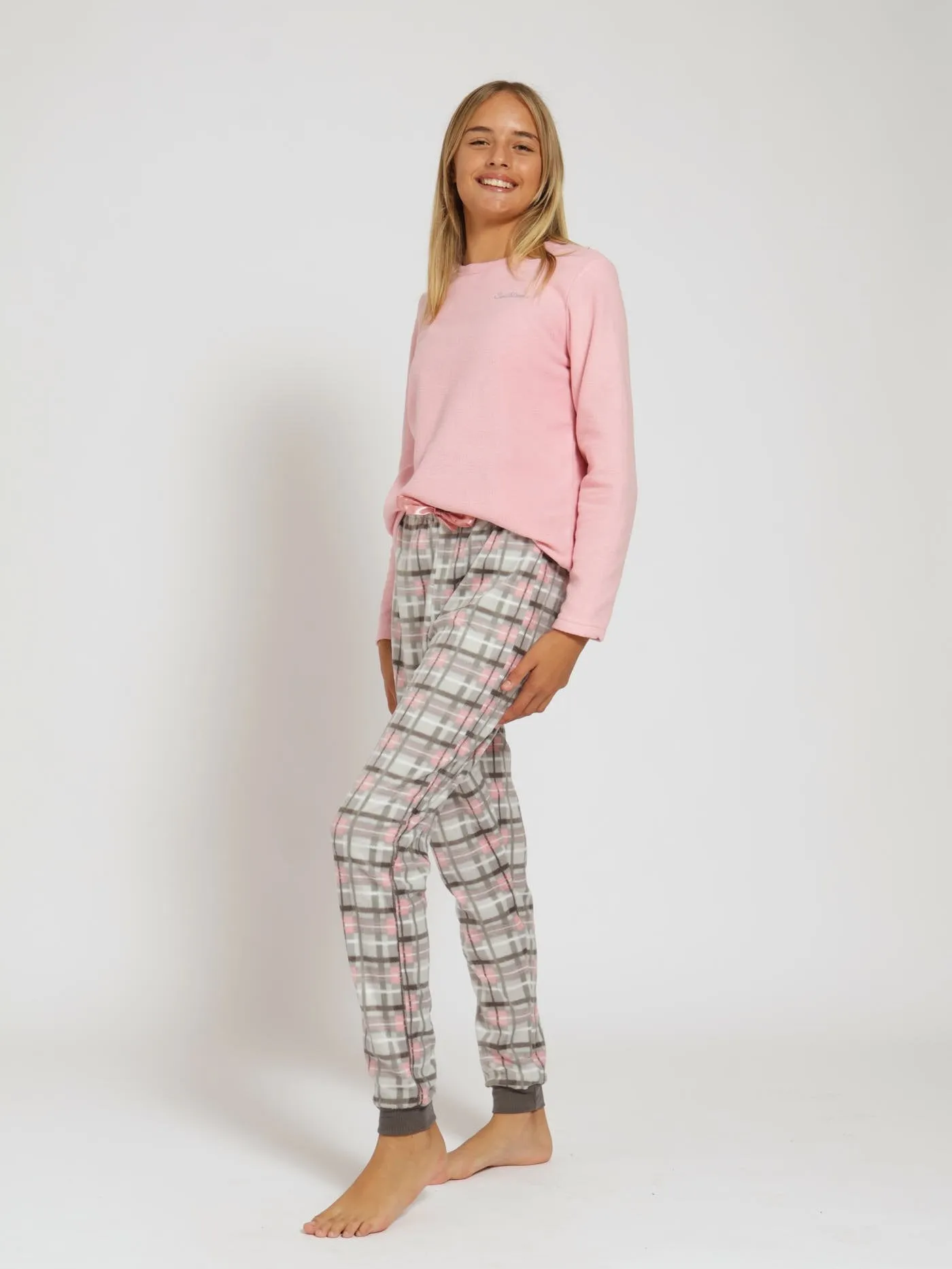 Girls Long Sleeve Microfibre Sleepset - Pink