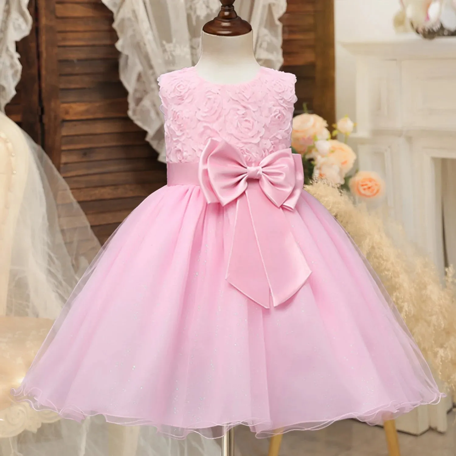 Girls Rainbow Tulle Dresses Kids Wedding Tutu Layers Cake Princess Elegant Party Prom Dress Children Communion Evening Clothes