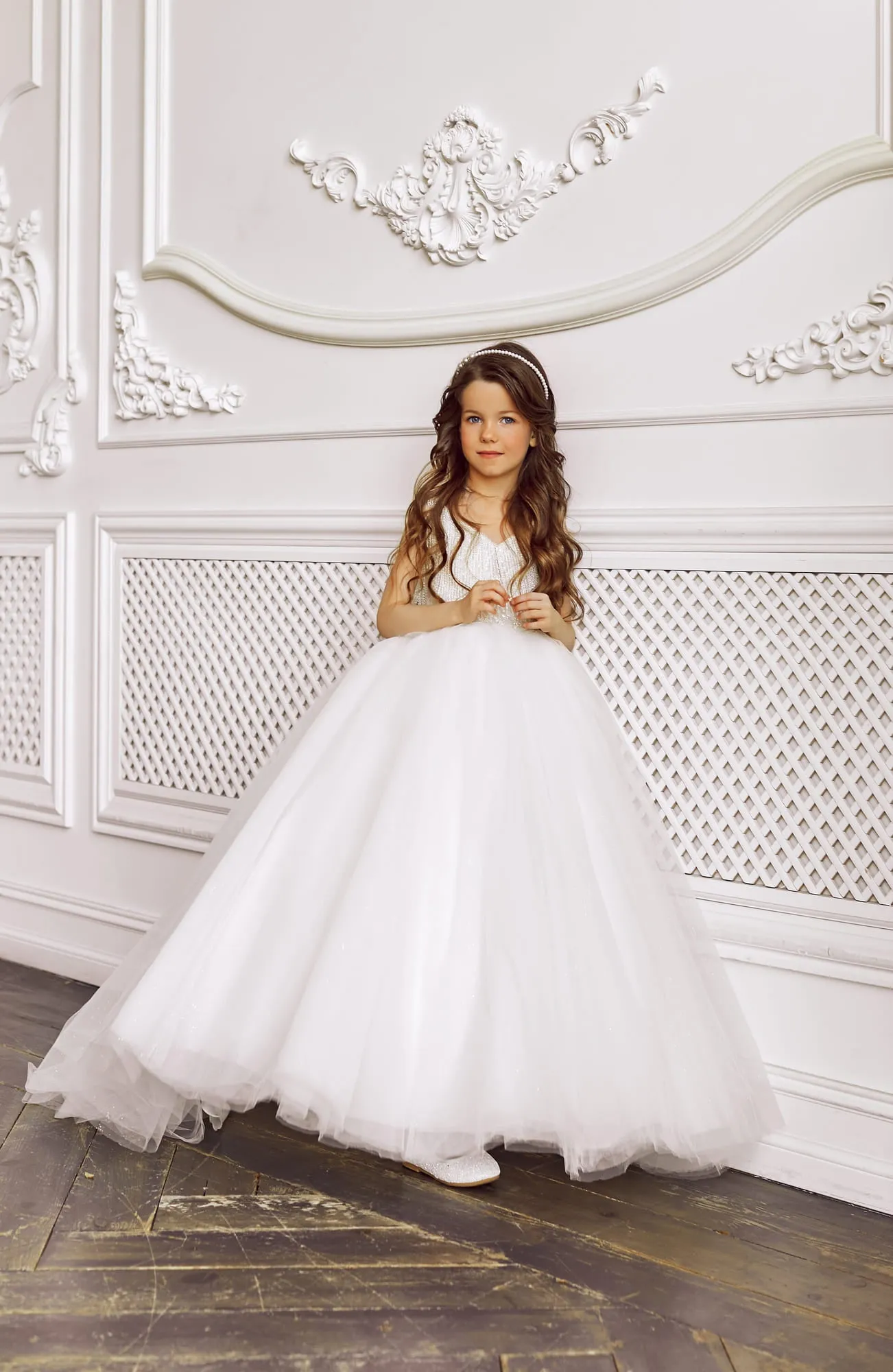 Girls Tutu Dress with Beaded Fringe Neckline