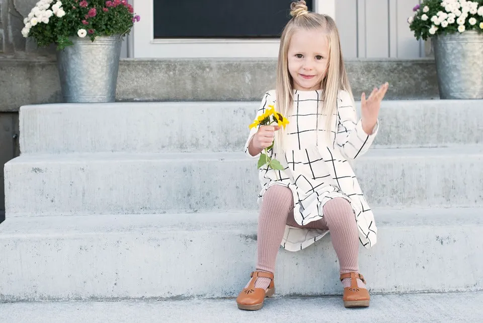 Girls White Grid Dress 18 M to 5T