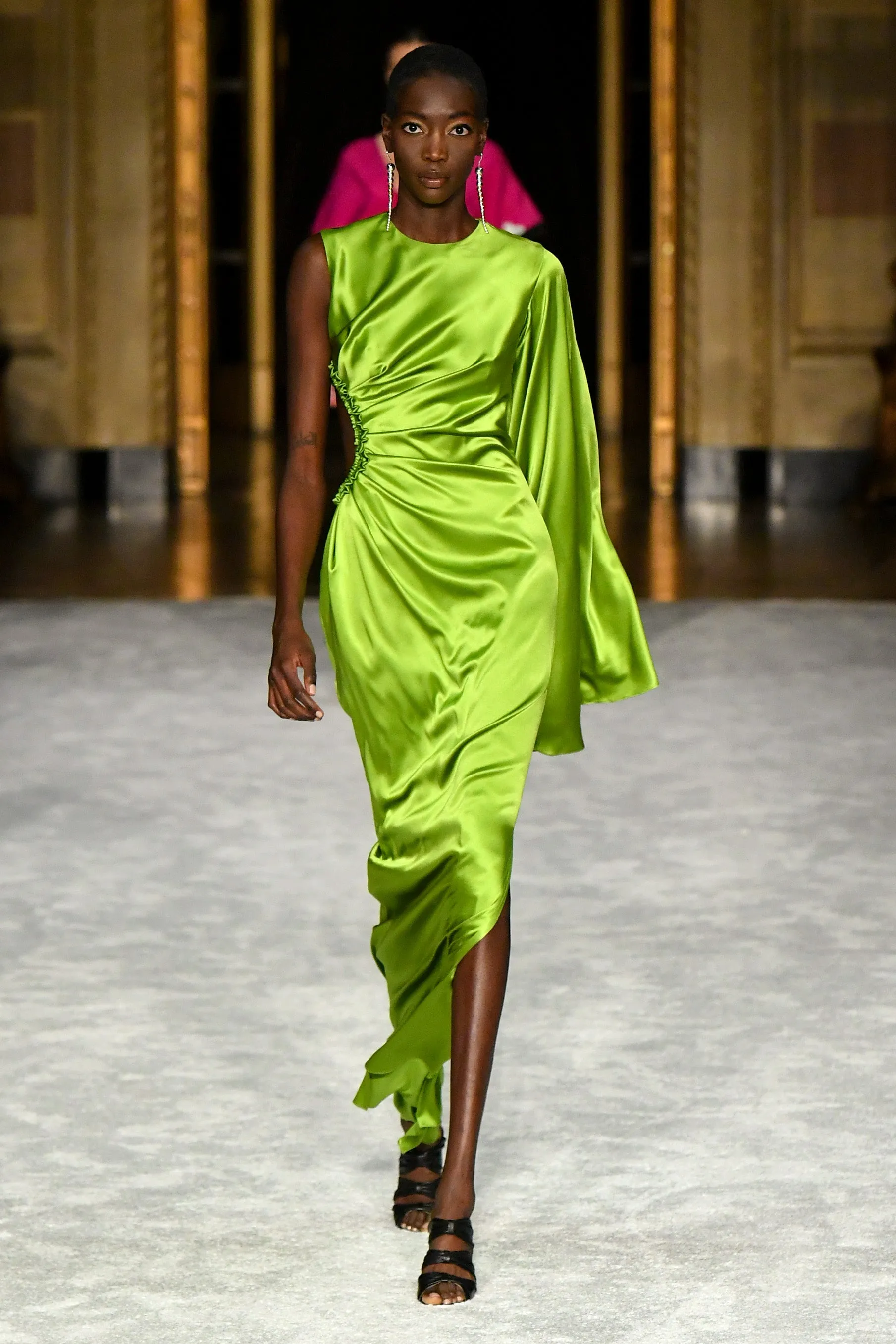 Glowing Green One Sleeved Cut-Out Gown