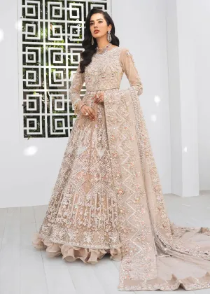 Gown  Style Silver Peach Pakistani Bridal Dress