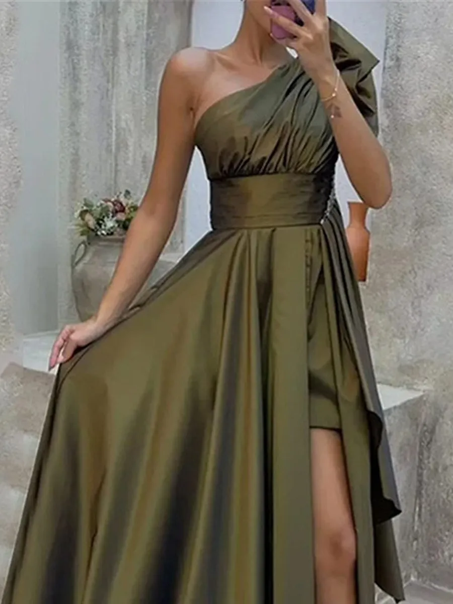 Graceful One-Shoulder Asymmetrical Gown with Dramatic Silhouette