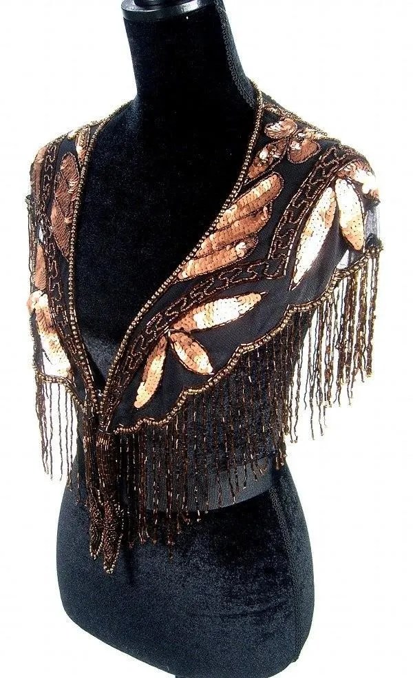 Great Gatsby Style Capelet in Copper-Jet - SOLD OUT