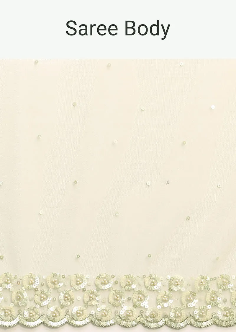 Green Organza Cutdana Saree