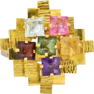 H. Stern 4.35 CTW Multi-Gem Tourmaline Amethyst Citrine Garnet 18 Karat Gold Cocktail Ring