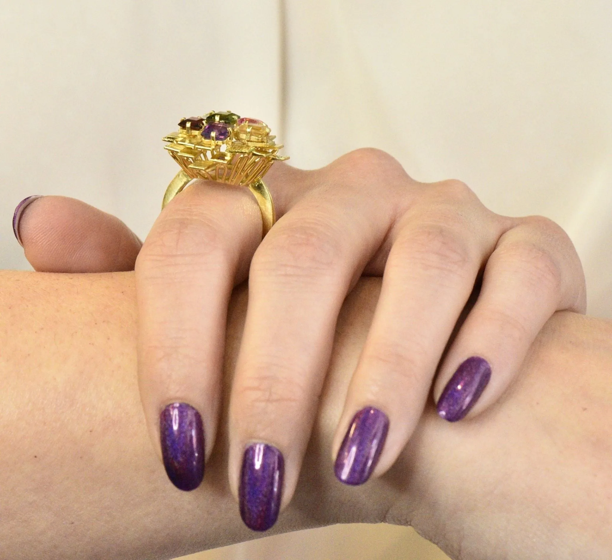 H. Stern 4.35 CTW Multi-Gem Tourmaline Amethyst Citrine Garnet 18 Karat Gold Cocktail Ring