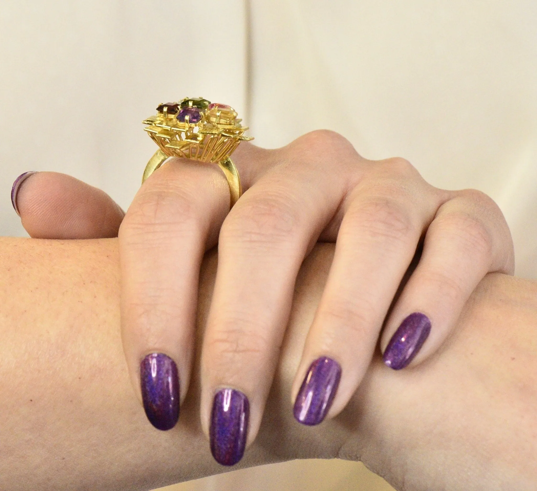 H. Stern 4.35 CTW Multi-Gem Tourmaline Amethyst Citrine Garnet 18 Karat Gold Cocktail Ring