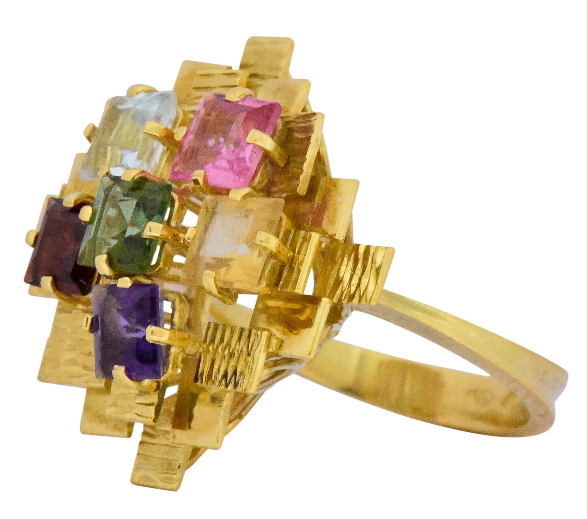 H. Stern 4.35 CTW Multi-Gem Tourmaline Amethyst Citrine Garnet 18 Karat Gold Cocktail Ring