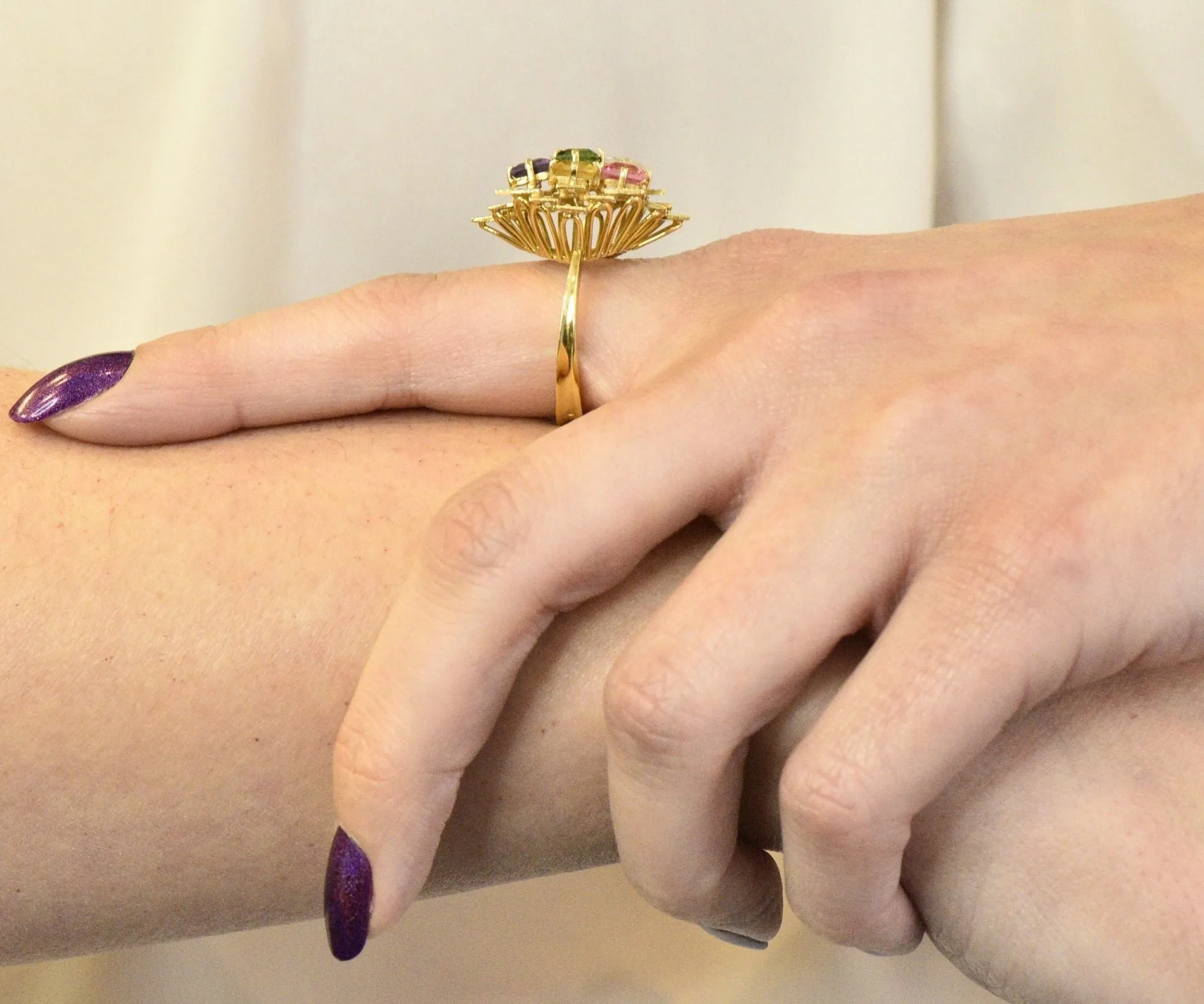 H. Stern 4.35 CTW Multi-Gem Tourmaline Amethyst Citrine Garnet 18 Karat Gold Cocktail Ring