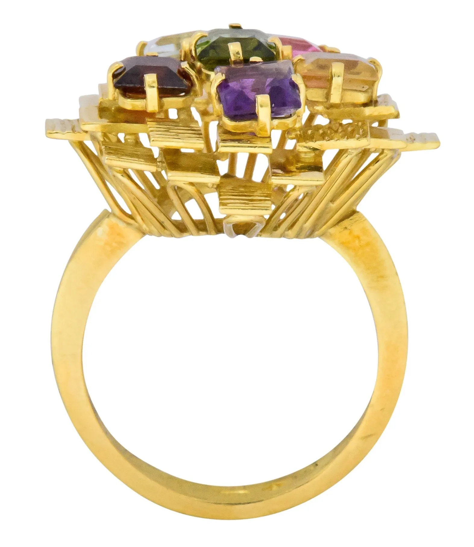 H. Stern 4.35 CTW Multi-Gem Tourmaline Amethyst Citrine Garnet 18 Karat Gold Cocktail Ring