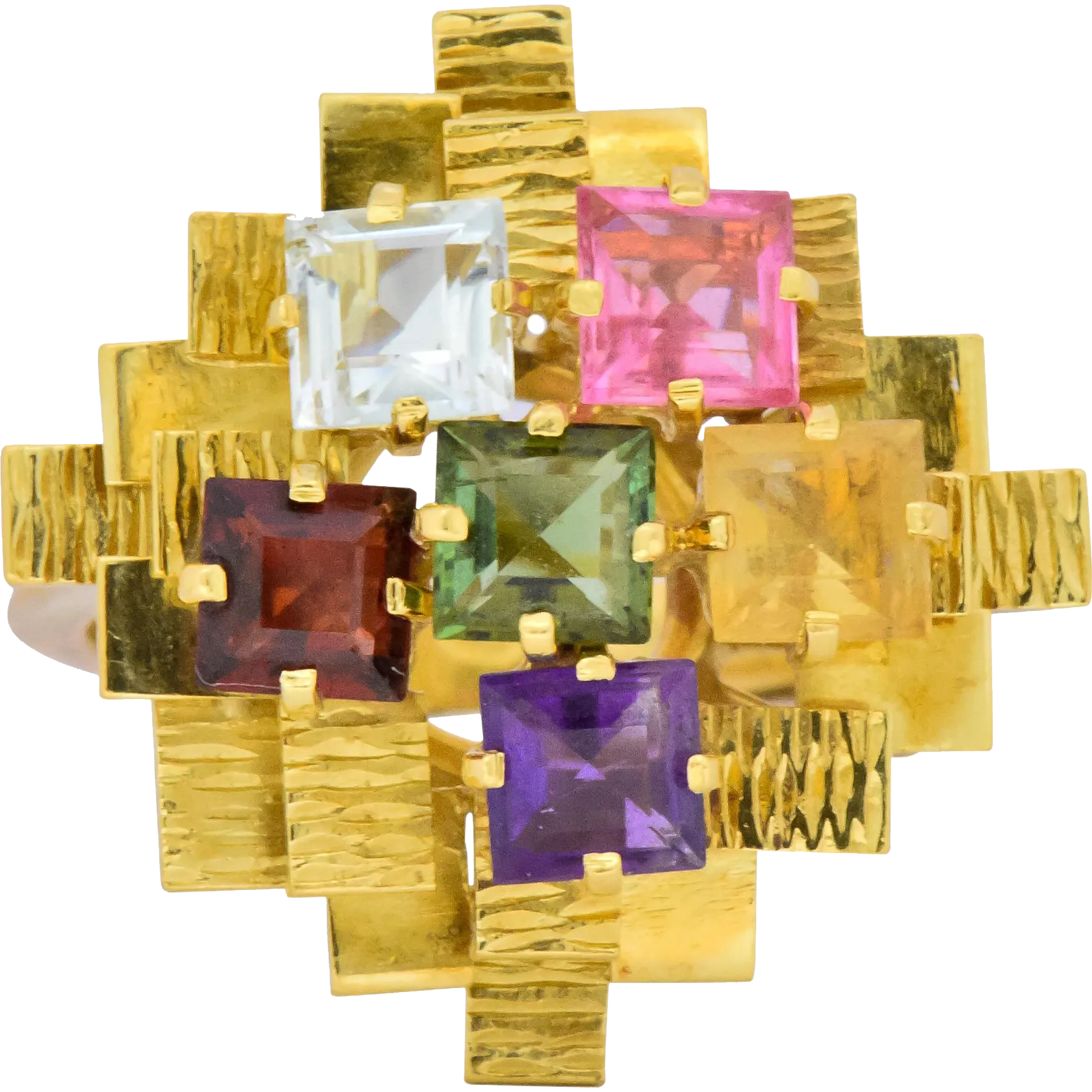 H. Stern 4.35 CTW Multi-Gem Tourmaline Amethyst Citrine Garnet 18 Karat Gold Cocktail Ring