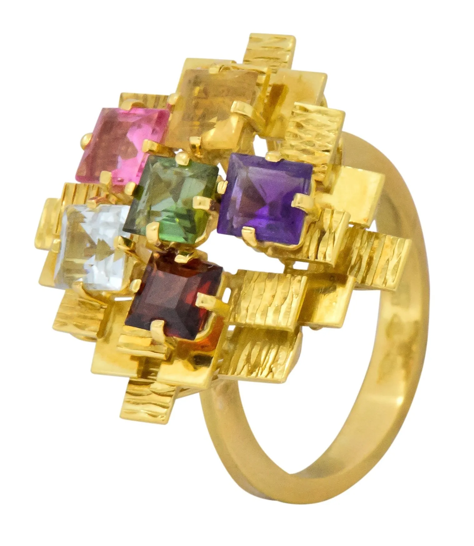 H. Stern 4.35 CTW Multi-Gem Tourmaline Amethyst Citrine Garnet 18 Karat Gold Cocktail Ring