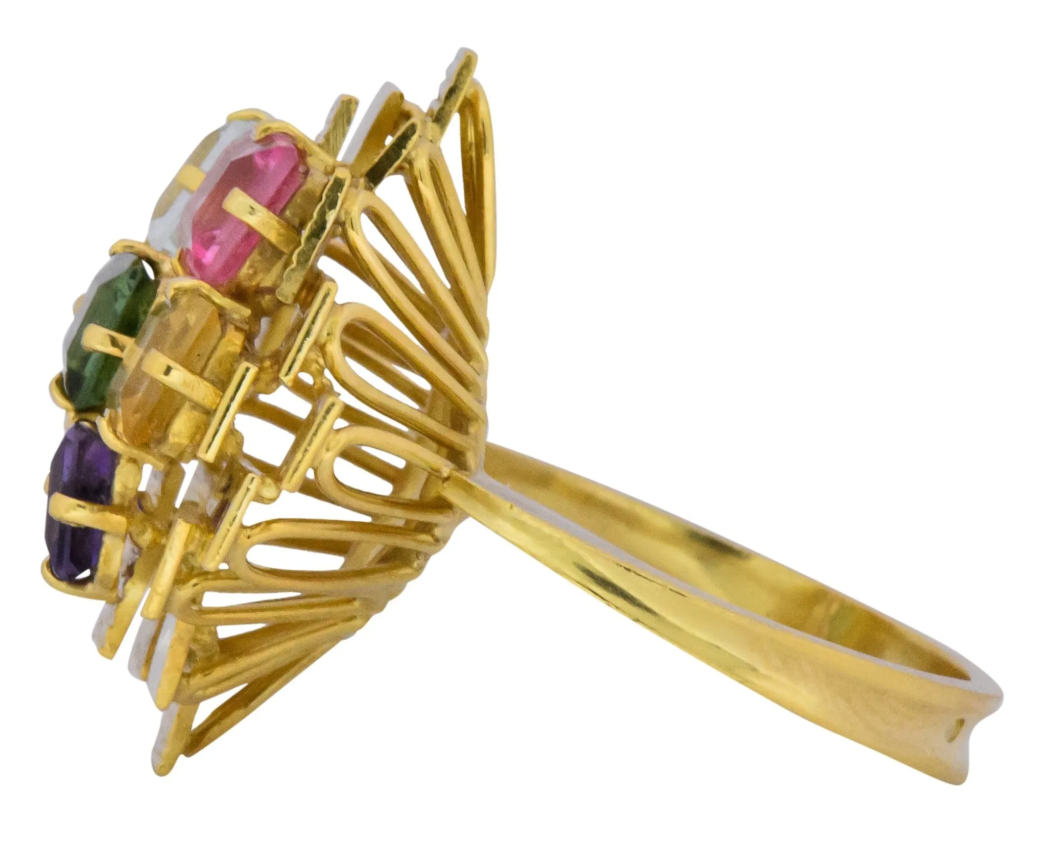 H. Stern 4.35 CTW Multi-Gem Tourmaline Amethyst Citrine Garnet 18 Karat Gold Cocktail Ring