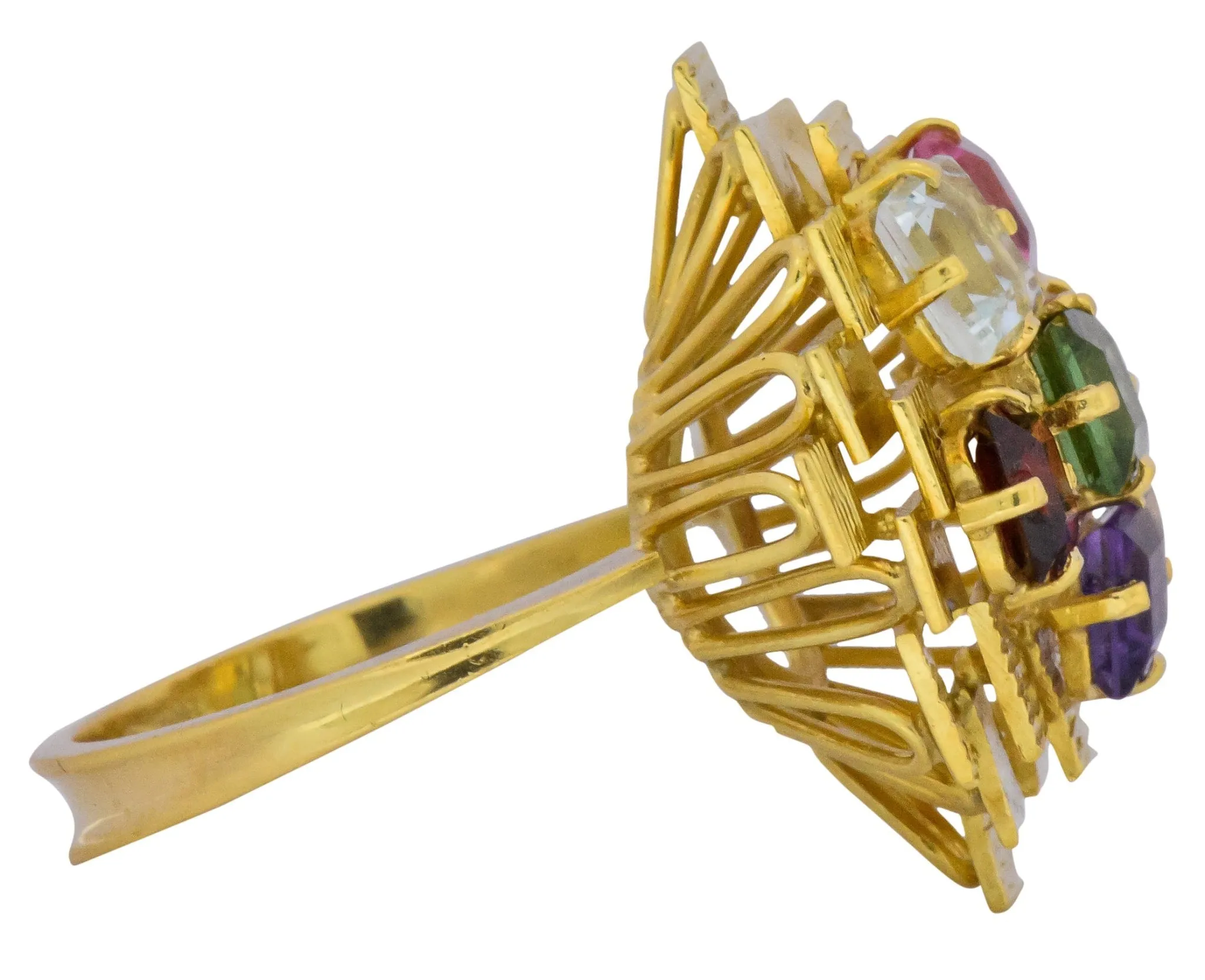 H. Stern 4.35 CTW Multi-Gem Tourmaline Amethyst Citrine Garnet 18 Karat Gold Cocktail Ring
